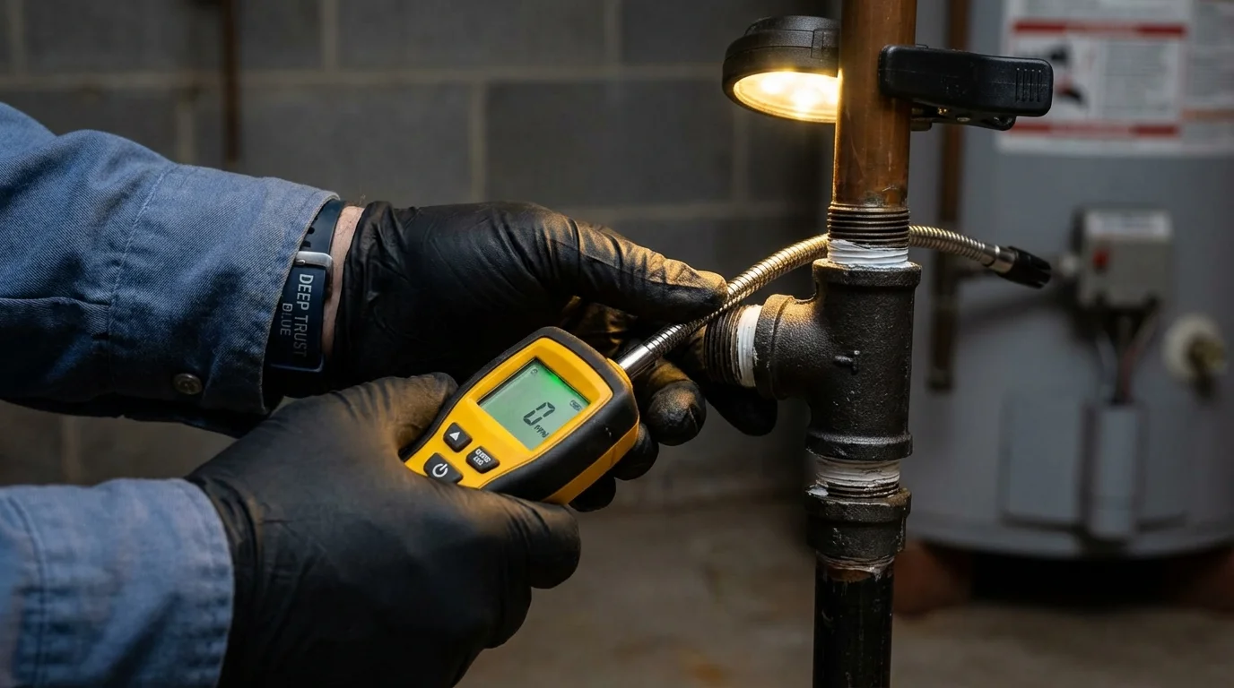 Gas leak detection with electronic sniffer by Johns Plumbing LLC in Maumelle