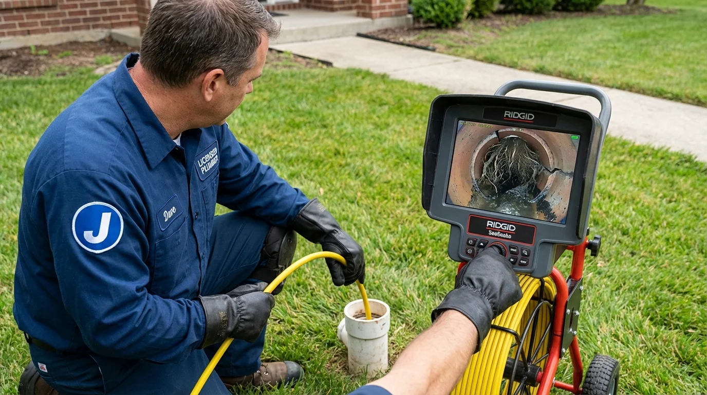 Sewer camera inspection being performed by Johns Plumbing LLC in Maumelle