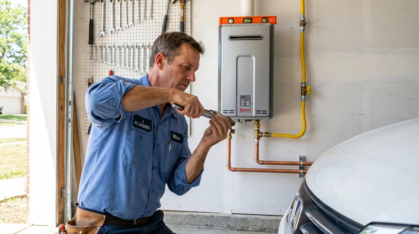 Tankless water heater installation by a Johns Plumbing LLC plumber in Maumelle